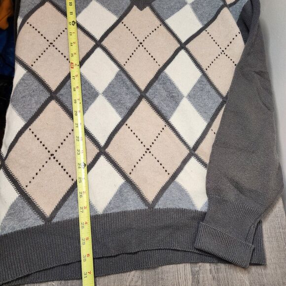 N Peal 100% Cashmere Sweater V Neck Argyle Mens XL Old Money Hand Laid Scotland - Picture 8 of 12